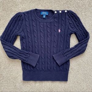POLO by Ralph Lauren • Cable-Knit Cotton Sweater in Navy Blue